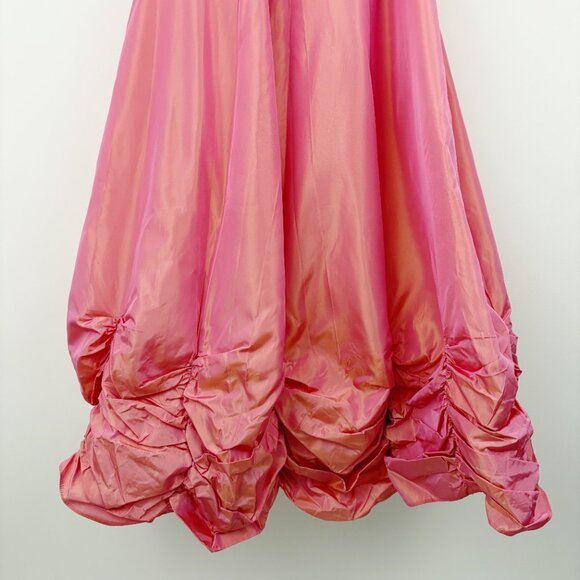 Vintage Jessica McClintock Gunne Sax Prom Dress Size 3 Peach Taffeta Ruched - Picture 5 of 8